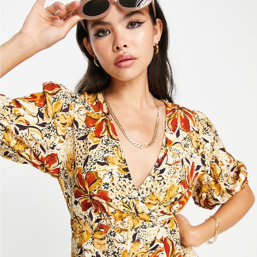& Other Stories Floral Maxi Dress - Yellow and Red